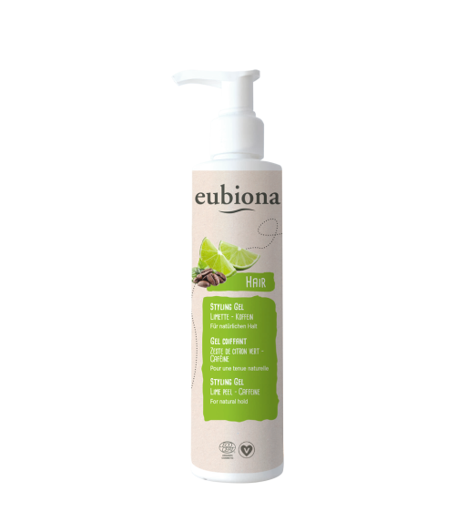 Eubiona Natuurlijke haargel met limoen en cafeïne 125 ml, ECOCERT natuurlijke styling gel voor hydratatie en stevigheid, vegan haarverzorging - Afbeelding 3
