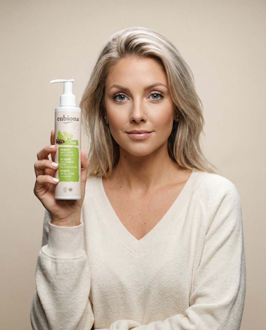 Eubiona Natuurlijke haargel met limoen en cafeïne 125 ml, ECOCERT natuurlijke styling gel voor hydratatie en stevigheid, vegan haarverzorging